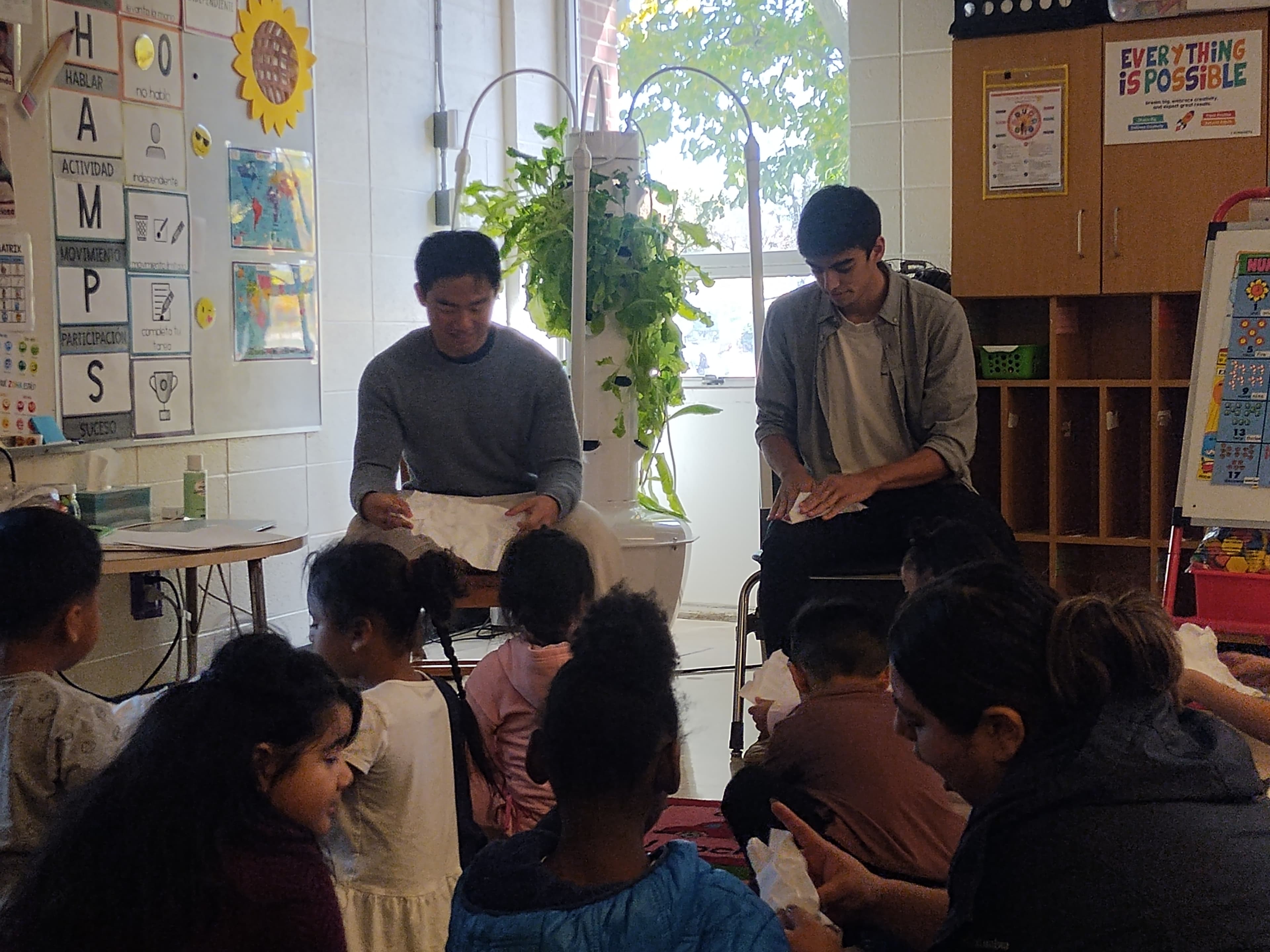 Hands-on composting activity with students
