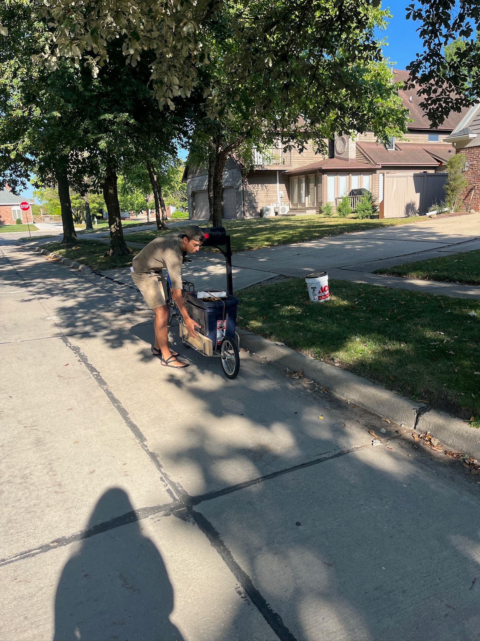 Ethan on the bike-powered curbside composting route